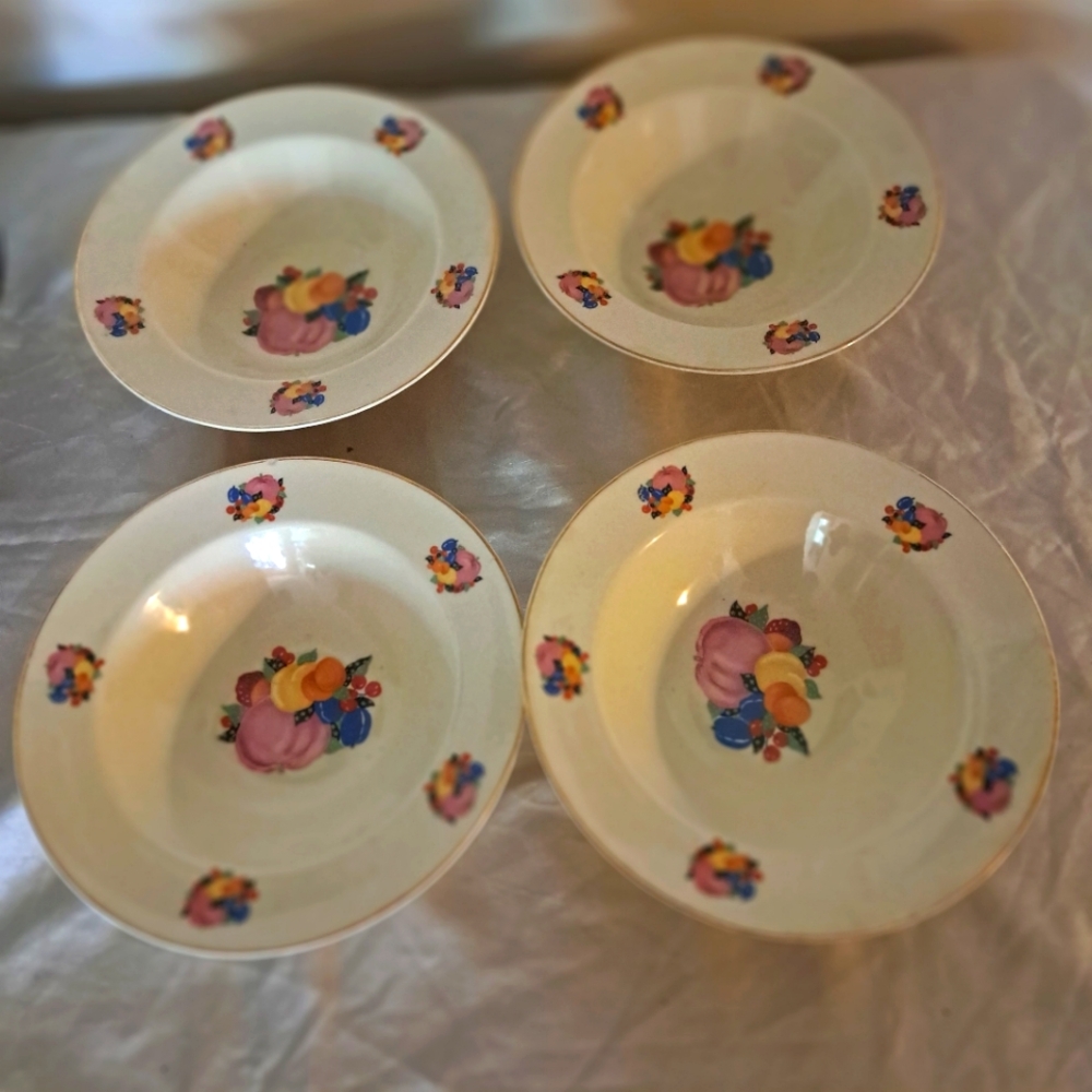 Vintage 1930s Country Gentleman by Cavitt Shaw WS George Rimmed Bowls Set 4